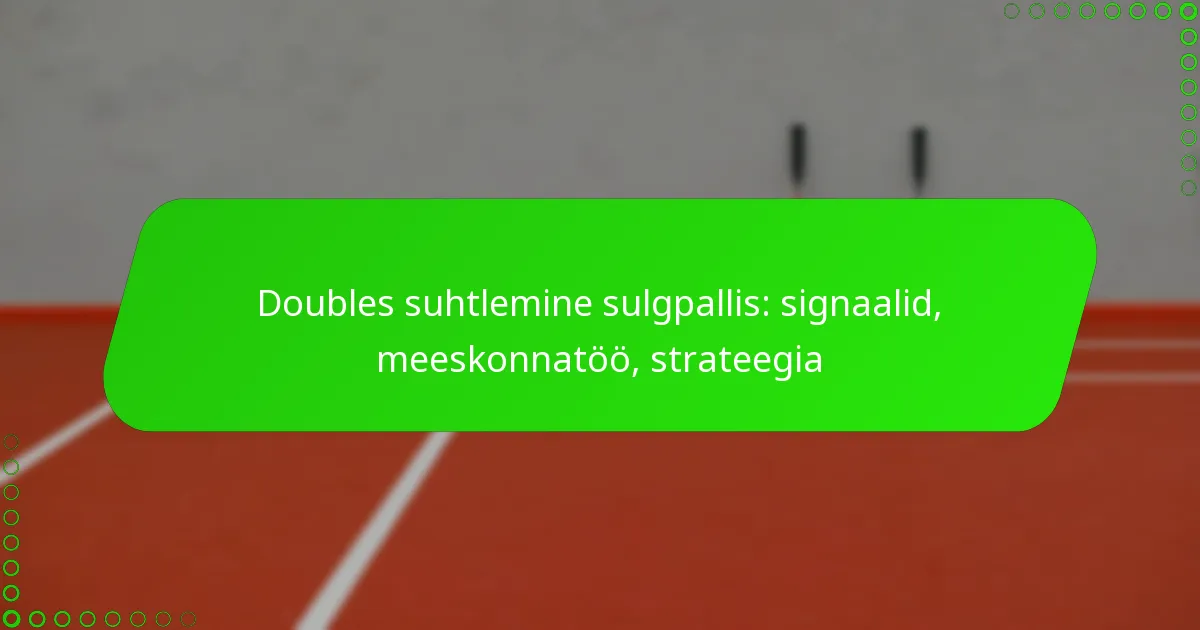 Doubles suhtlemine sulgpallis: signaalid, meeskonnatöö, strateegia