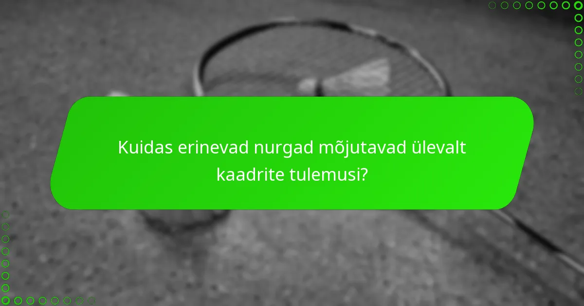 Kuidas erinevad nurgad mõjutavad ülevalt kaadrite tulemusi?