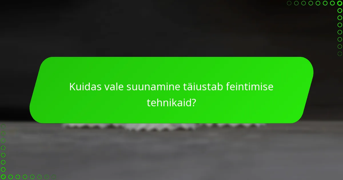 Kuidas vale suunamine täiustab feintimise tehnikaid?