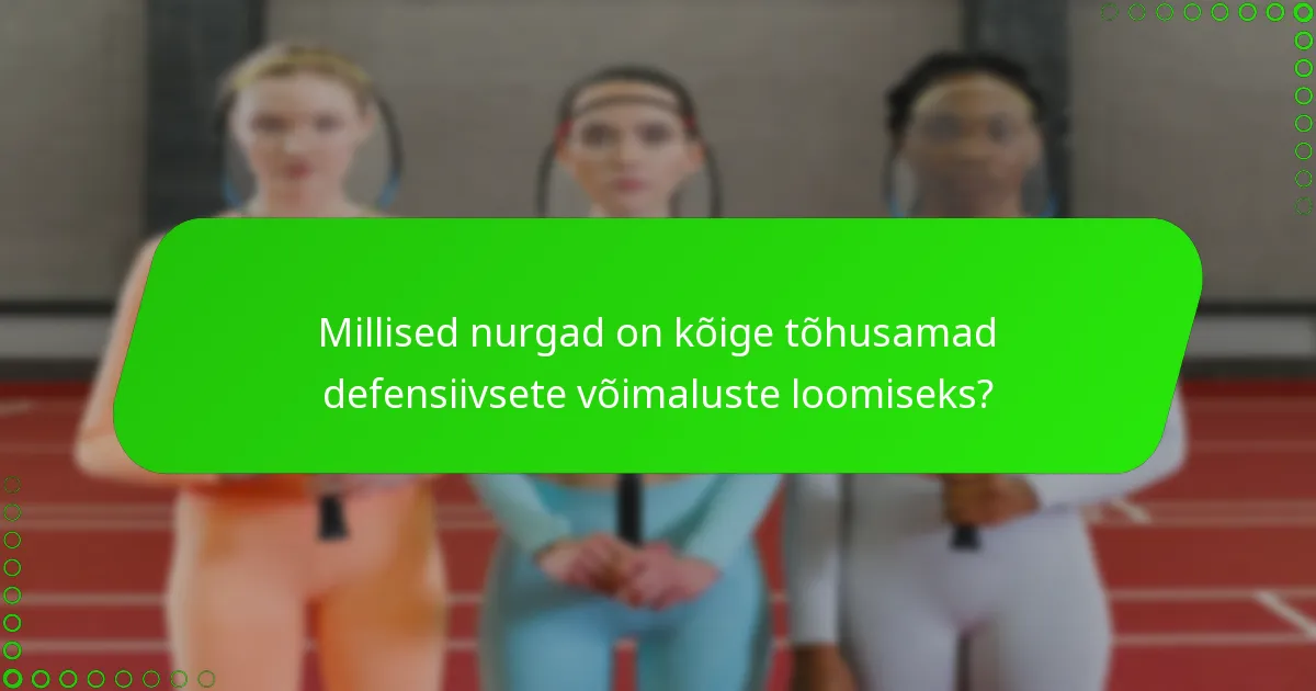 Millised nurgad on kõige tõhusamad defensiivsete võimaluste loomiseks?