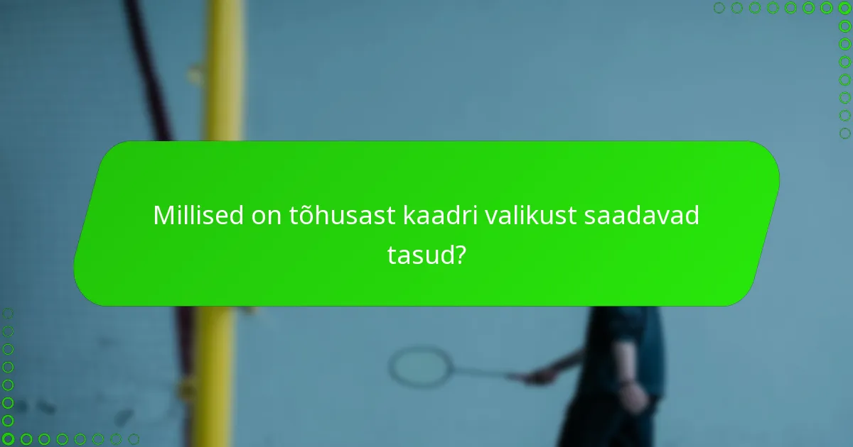 Millised on tõhusast kaadri valikust saadavad tasud?